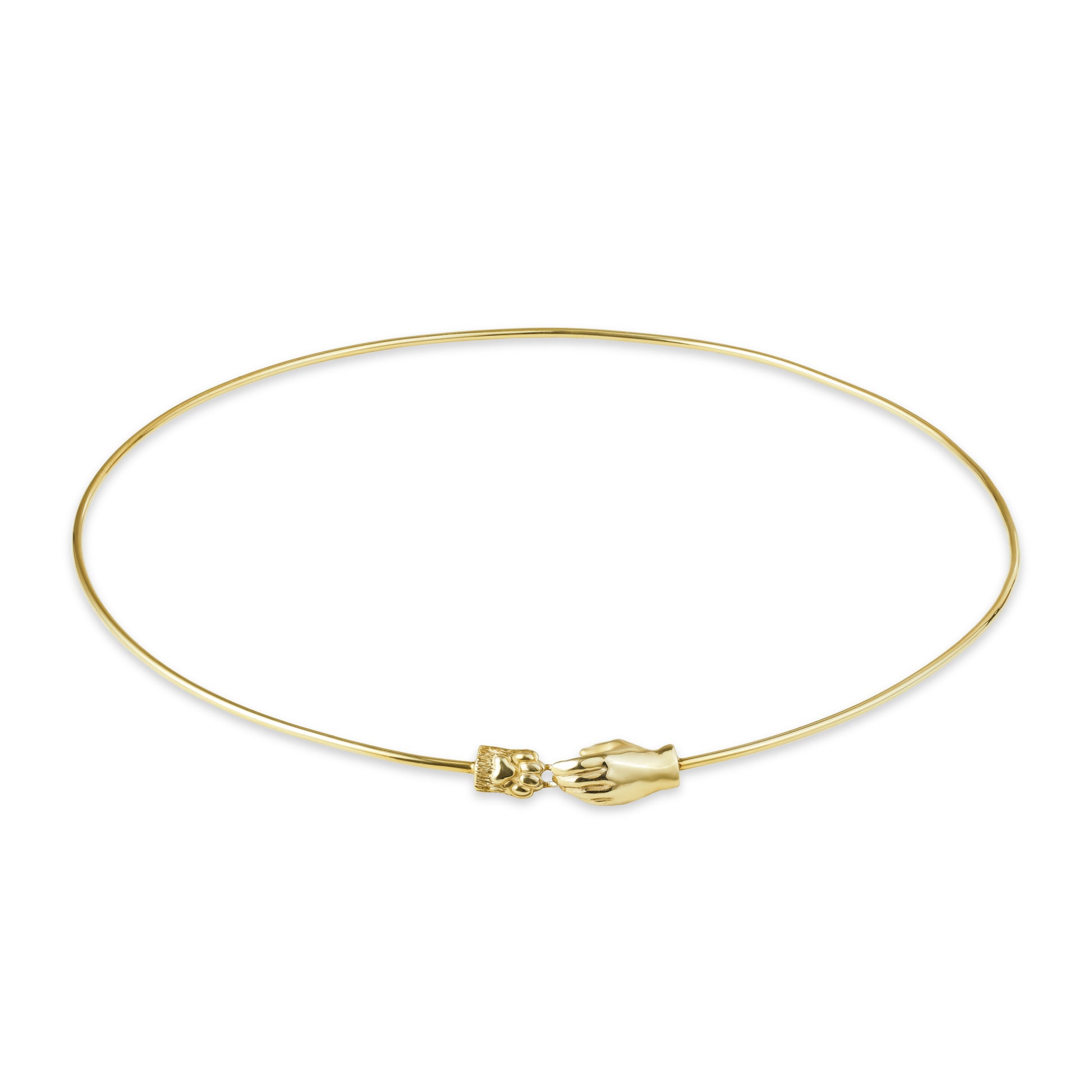 Предметне фото дизайнерського чокера Лапка в позолоті на світлому фоні від бренду Лучі LUCHI