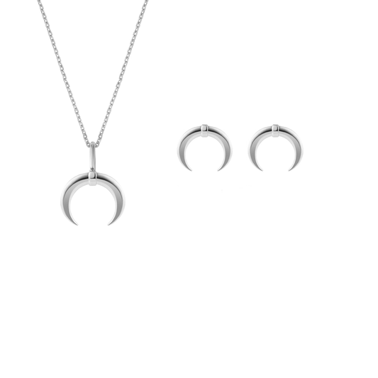 Набір Лунниця срібло з родієвим покриттям — сережки та кольє