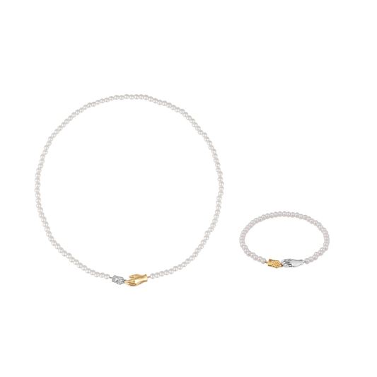 Набір браслет і кольє Лапка та Ручка на перлах