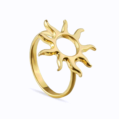 Набір прикрас «Сонце» срібло з позолотою — каблучка, кольє та сережки